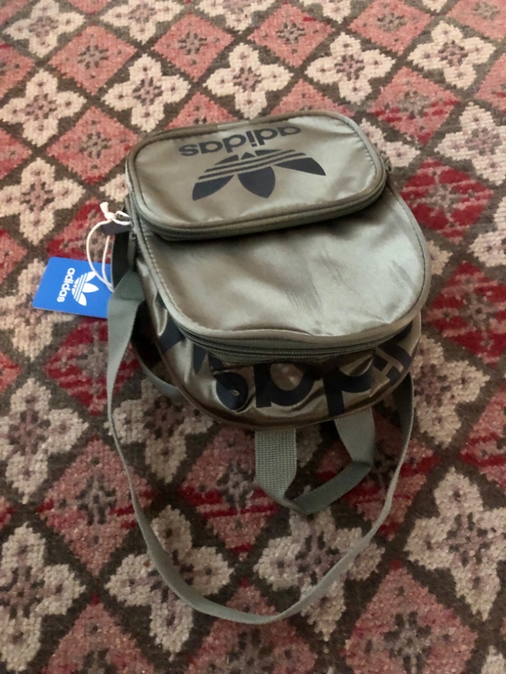 Adidas Mini Backpack Stash Bag Olive Green NWT - Picture 3 of 4